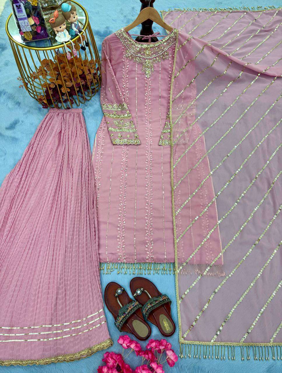 Stylish Kurti Palazzo with designer Dupatta