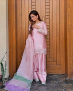 Paired with matching crepe pants – Kurti and Dupatta