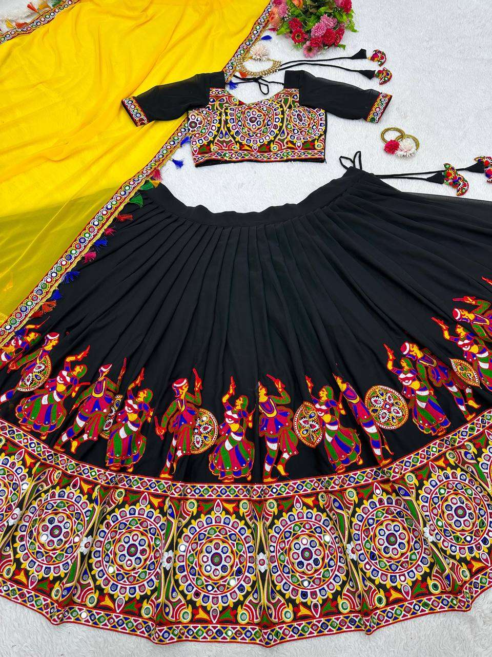 Premium Garba Night Ready Mirror Work Lehenga