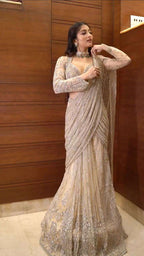 Effortless Glam Saree Look- With Butterly Net