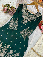 Heavy Look Wedding Occasion Green Kurti Gharara in every Size