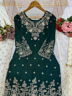 Heavy Look Wedding Occasion Green Kurti Gharara in every Size