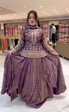 Full Sleeve Designer Top Lehenga – Stunning Motif Work!