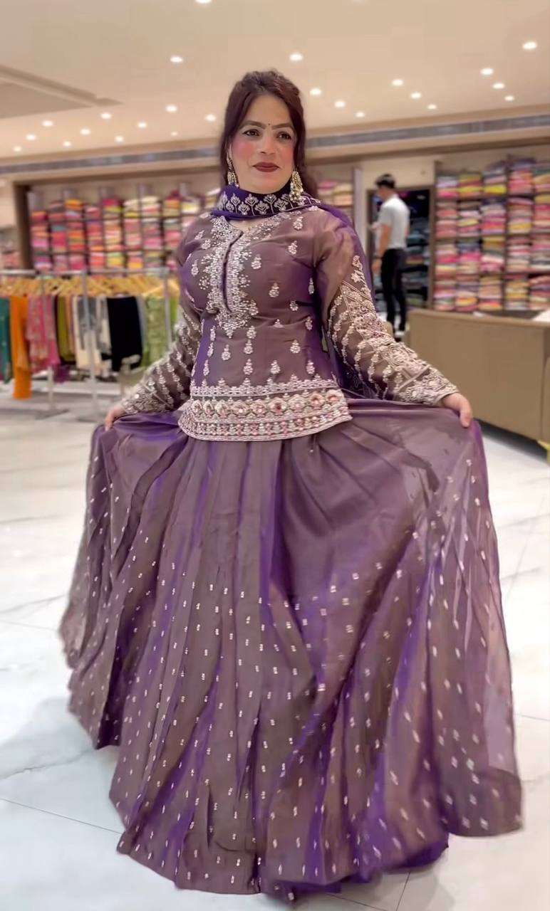 Full Sleeve Designer Top Lehenga – Stunning Motif Work!