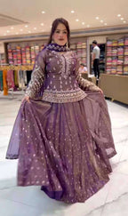Full Sleeve Designer Top Lehenga – Stunning Motif Work!