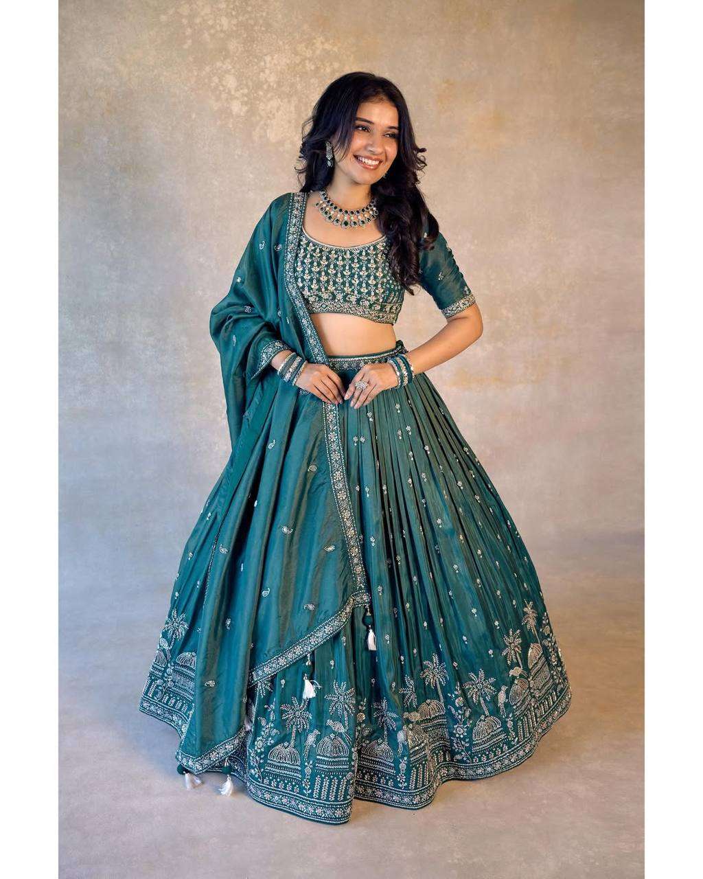 Designer Lehenga Choli Set with Mirror Work Detailing!