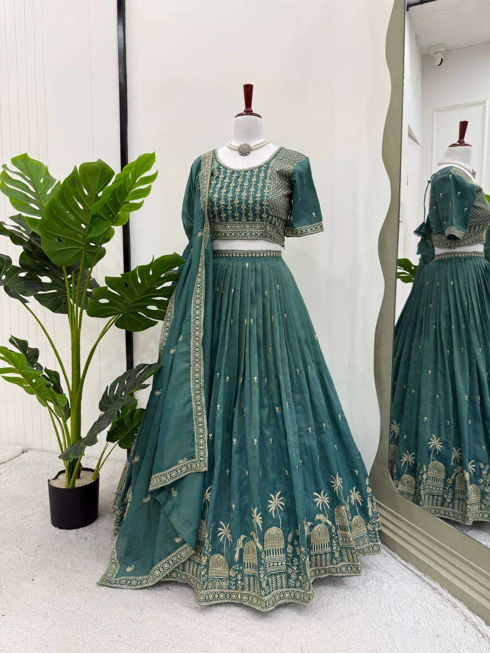 Designer Lehenga Choli Set with Mirror Work Detailing!