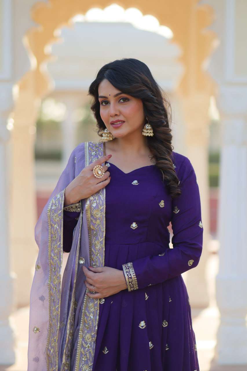 Designer Gowns with Fancy Neck and Full Sleeves For Special Occasions