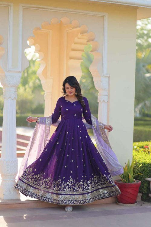 Designer Gowns with Fancy Neck and Full Sleeves For Special Occasions