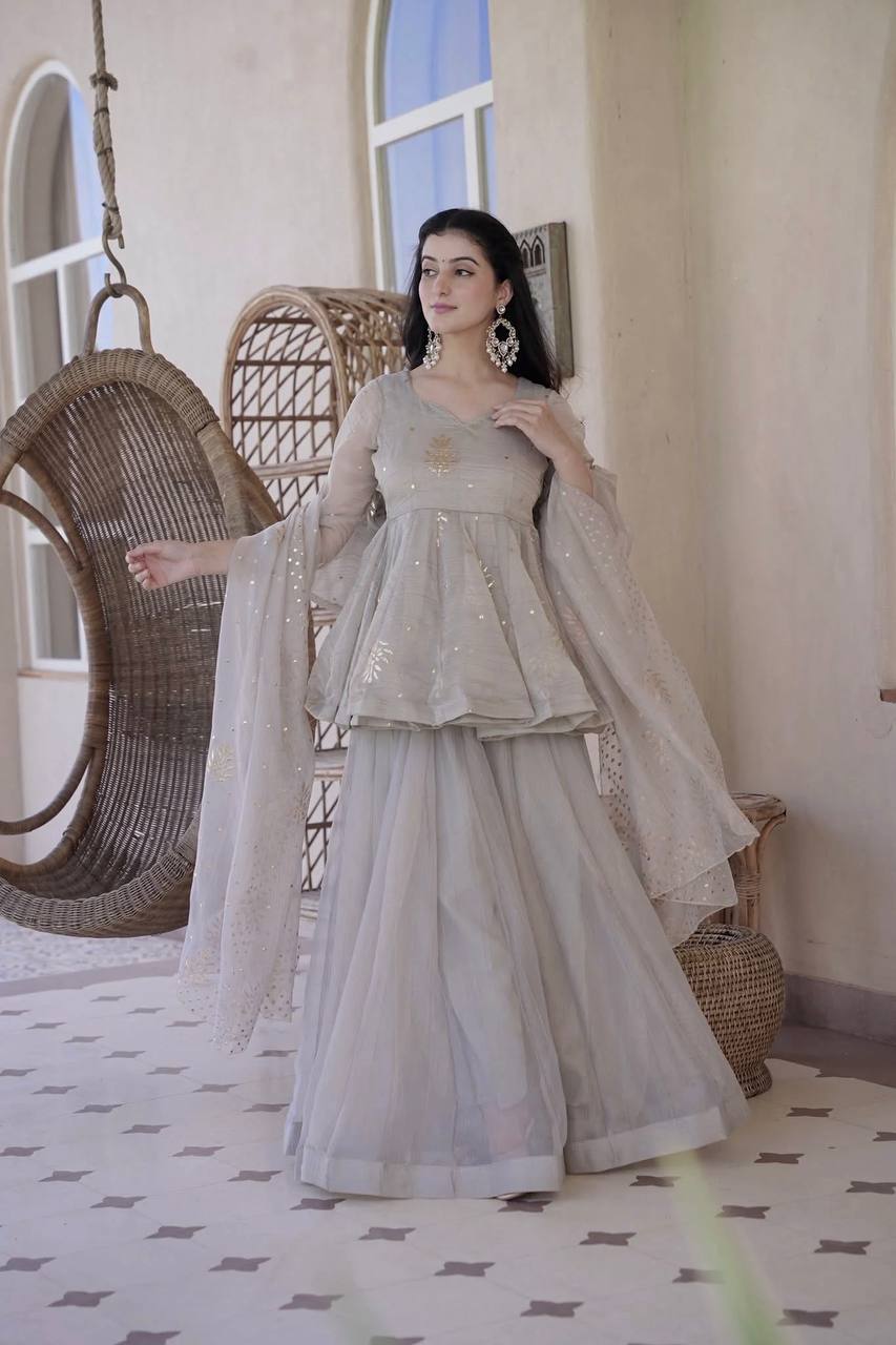 Elegant Pearl Grey Designer Suit for Wedding & Festive Wear