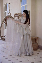 Elegant Pearl Grey Designer Suit for Wedding & Festive Wear