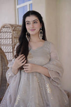 Elegant Pearl Grey Designer Suit for Wedding & Festive Wear