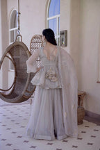 Elegant Pearl Grey Designer Suit for Wedding & Festive Wear