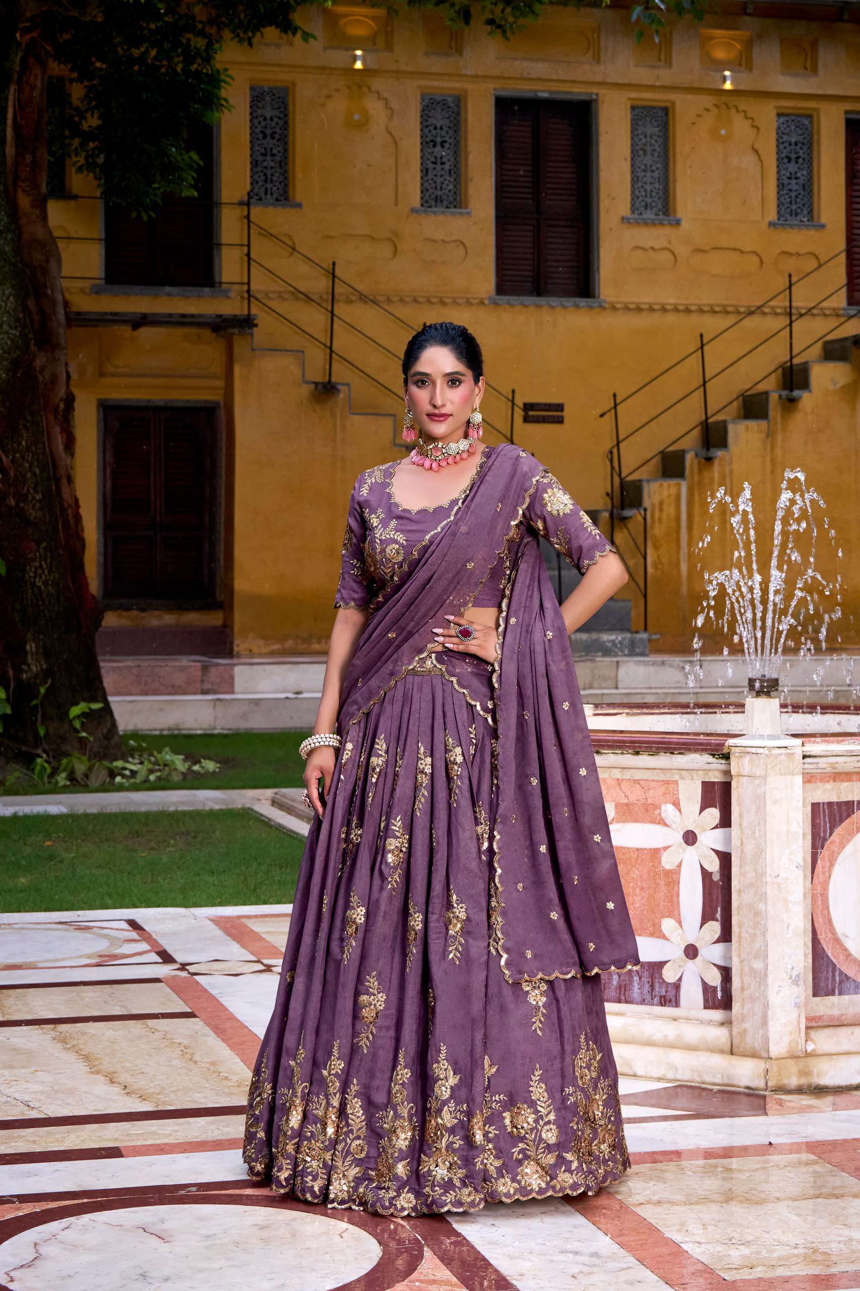 Designer Sequins Lehenga in Dusky Purple | Wedding & Festive Wear 2025