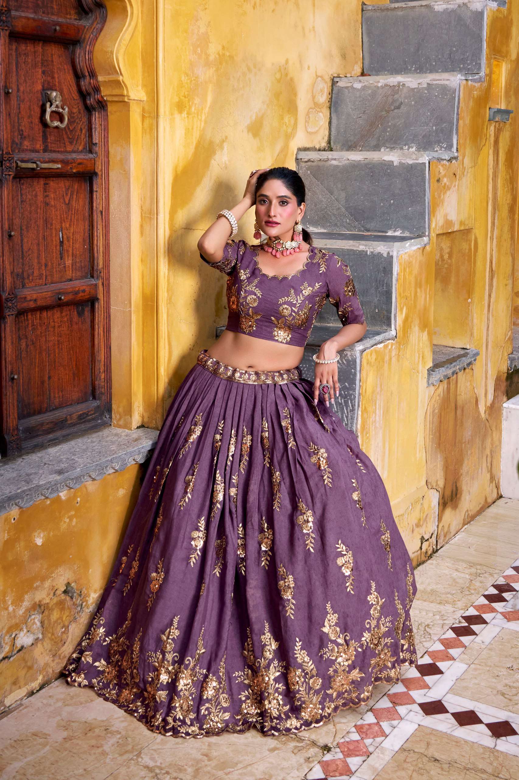 Designer Sequins Lehenga in Dusky Purple | Wedding & Festive Wear 2025
