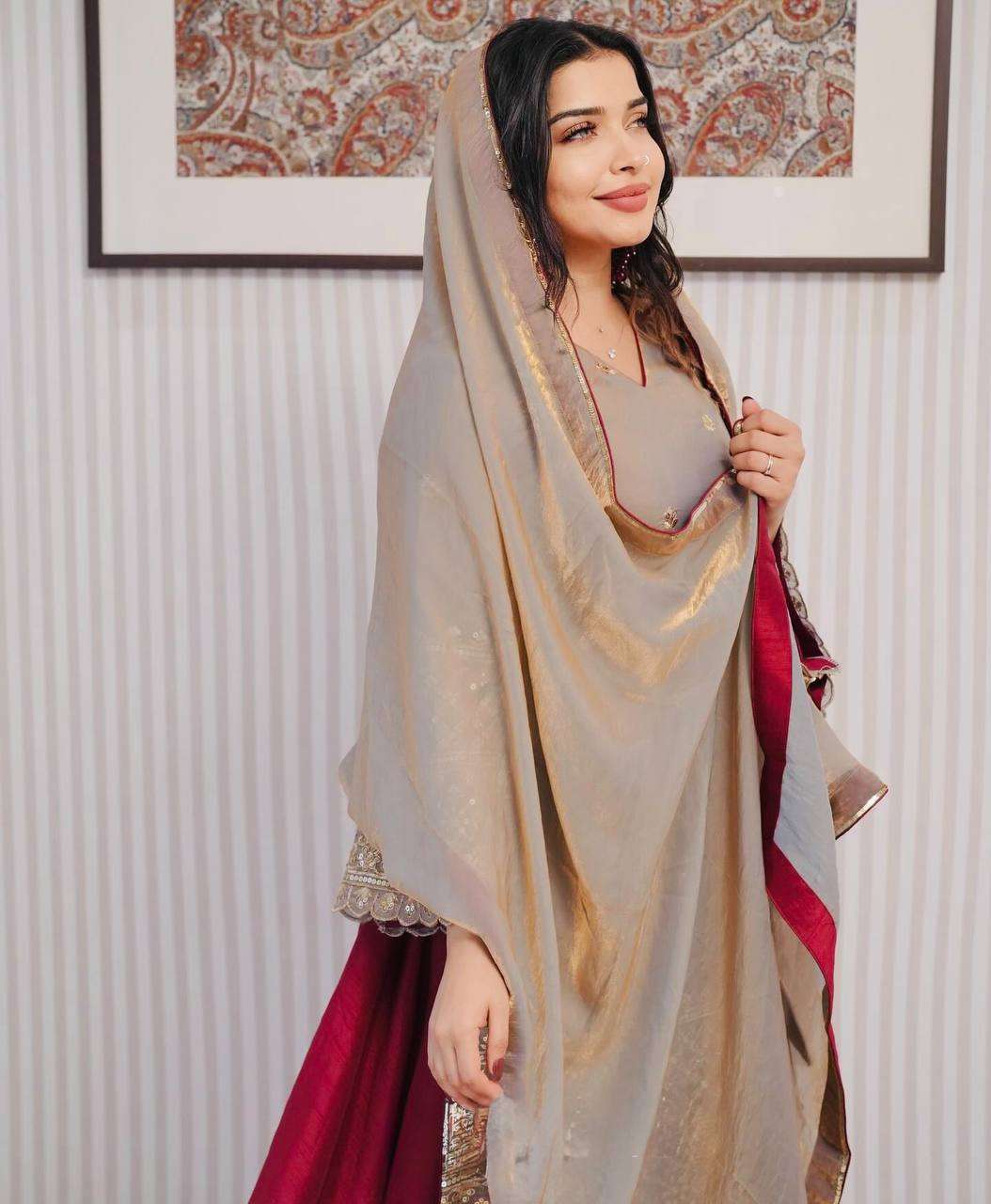 Glamorous Fendi Crush Top set with Lehanga and Dupatta