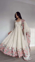 Pastel Bloom Anarkali Dress with Sequin Detailing