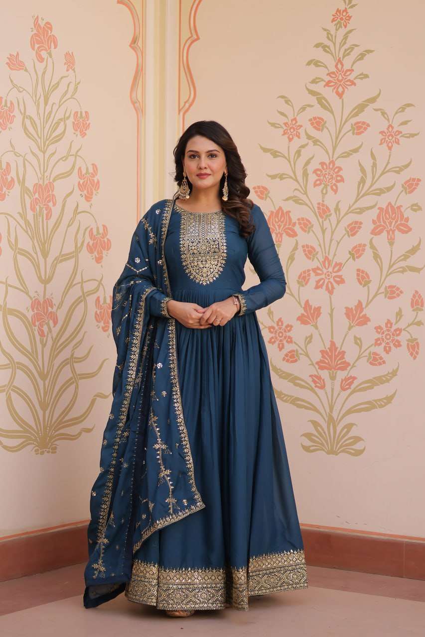 Rama Georgette Gown with Sequins Detailing â€“ Shine Bright This Diwali