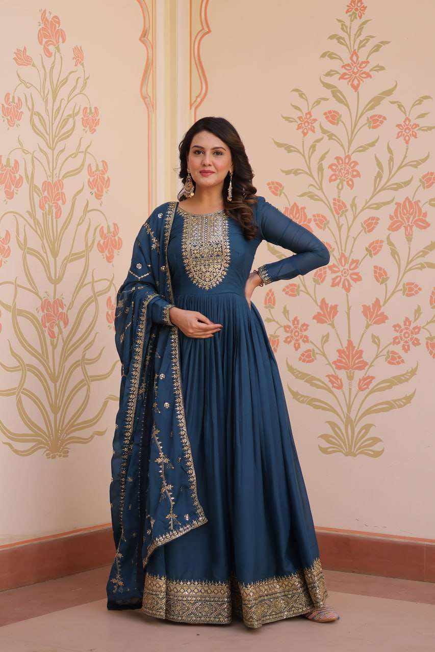 Rama Georgette Gown with Sequins Detailing â€“ Shine Bright This Diwali
