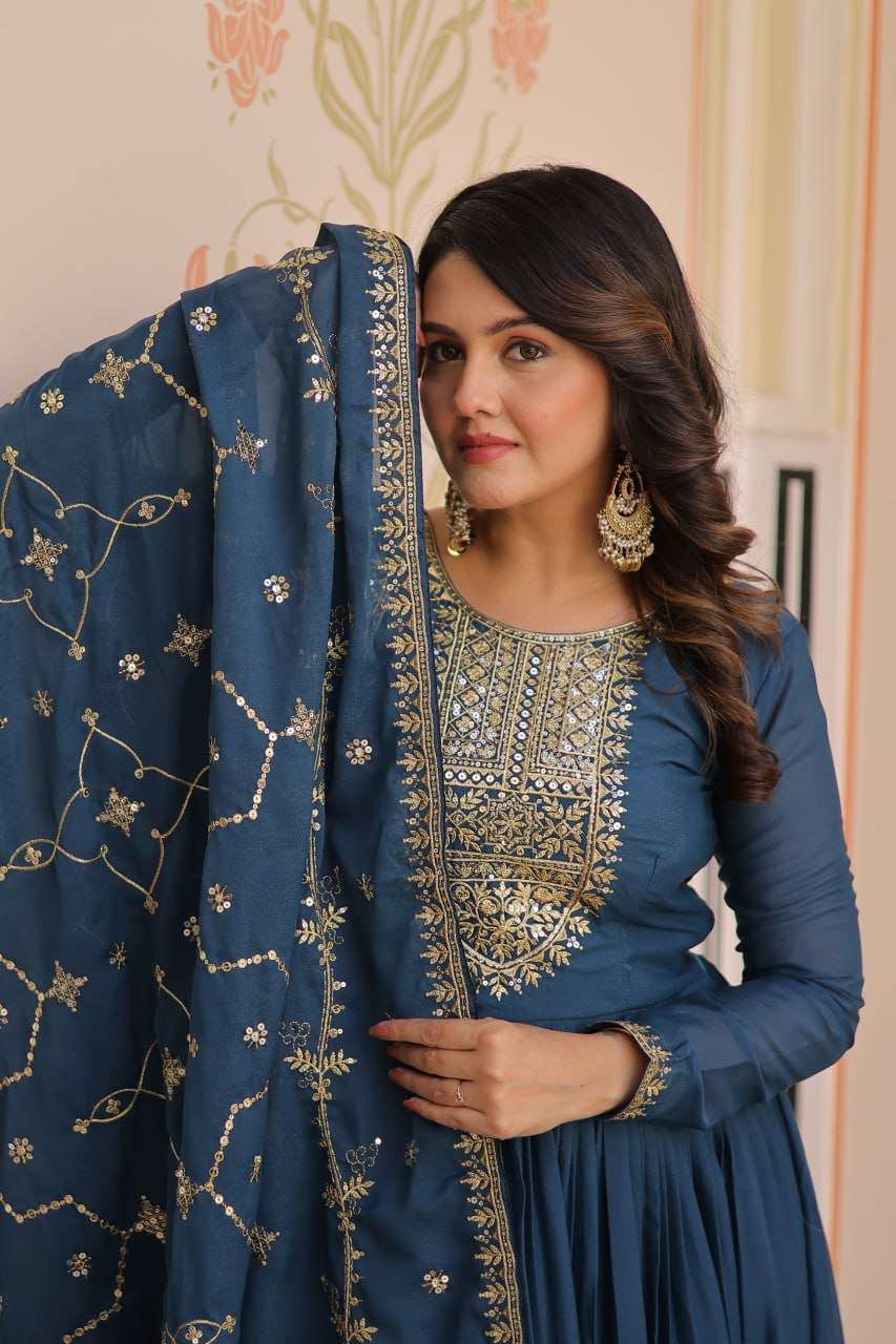 Rama Georgette Gown with Sequins Detailing â€“ Shine Bright This Diwali