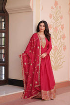 Premium Rani Designer Gown with Dupatta â€“ Festive Ready Elegance