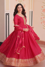 Premium Rani Designer Gown with Dupatta â€“ Festive Ready Elegance