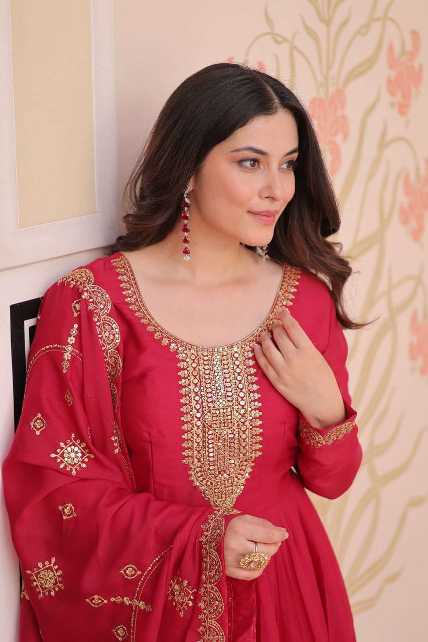 Premium Rani Designer Gown with Dupatta â€“ Festive Ready Elegance