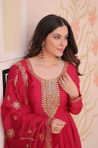 Premium Rani Designer Gown with Dupatta â€“ Festive Ready Elegance