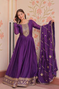 Elegant Purple Designer Gown with Dupatta – Festive Wear Perfection