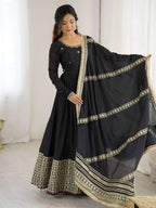 Thread & Sequence Work Anarkali Dress in Chinon Silk