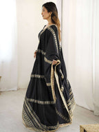 Thread & Sequence Work Anarkali Dress in Chinon Silk