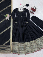 Thread & Sequence Work Anarkali Dress in Chinon Silk