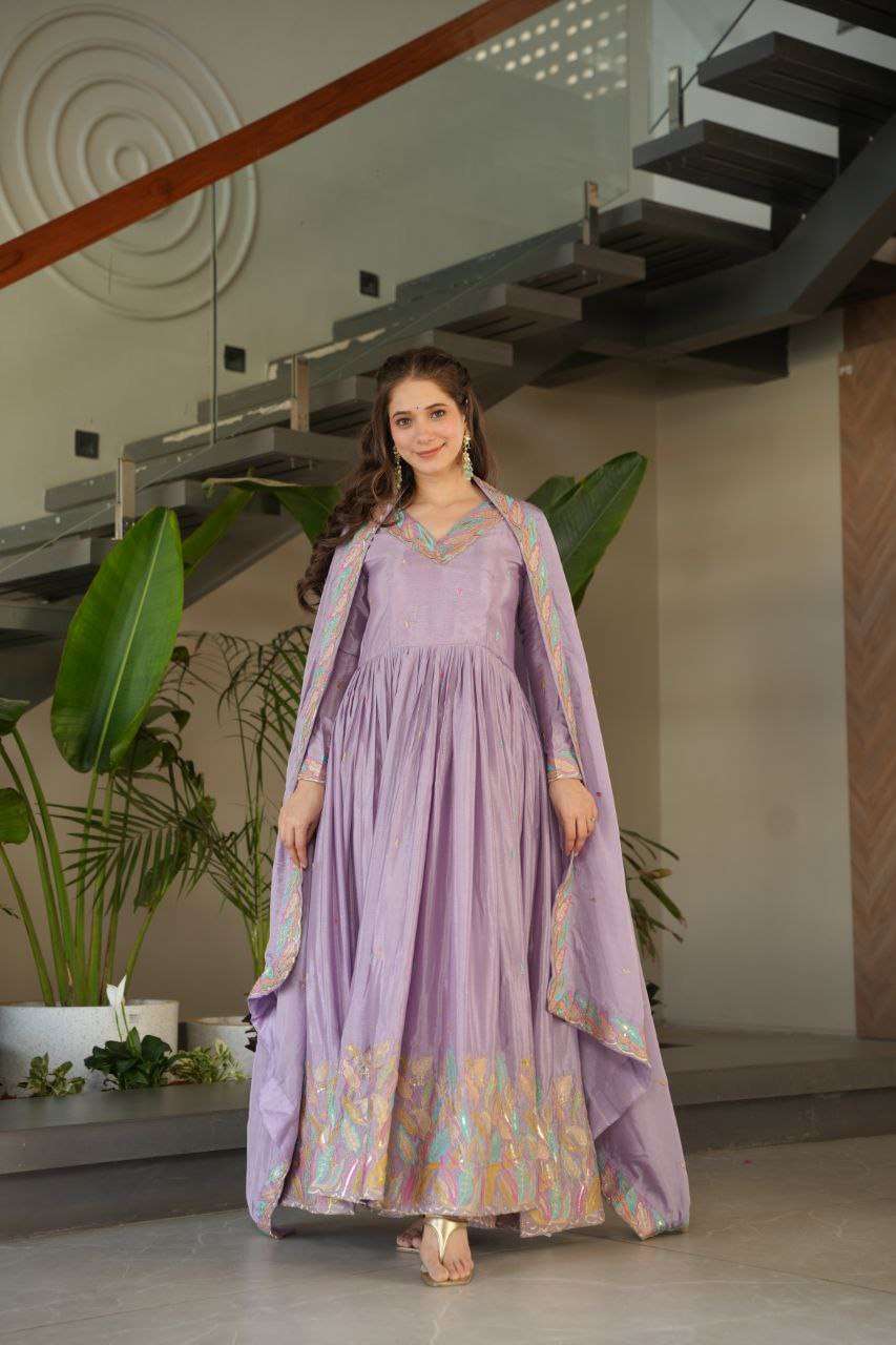 Graceful Chinnon Embroidered Gown â€“ Stylish Indo-Western Look