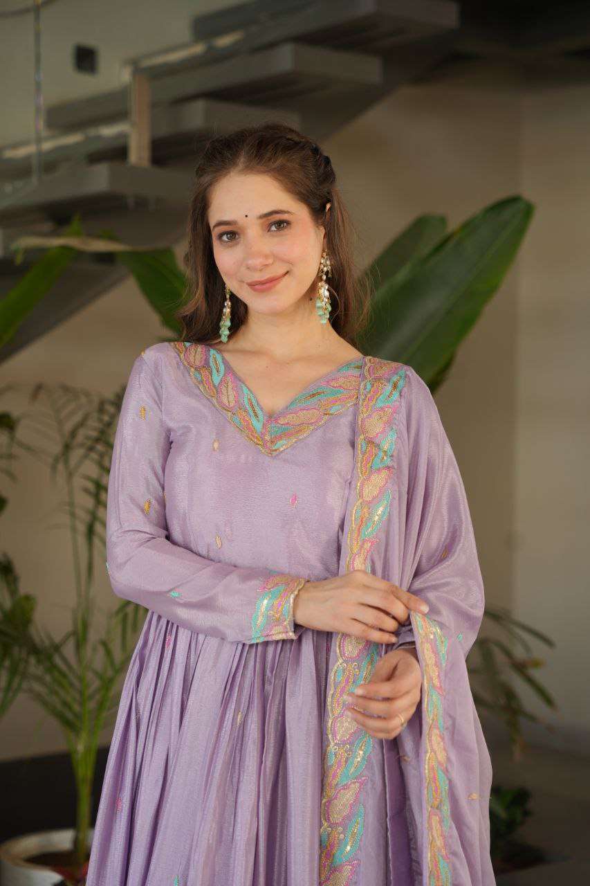 Graceful Chinnon Embroidered Gown â€“ Stylish Indo-Western Look