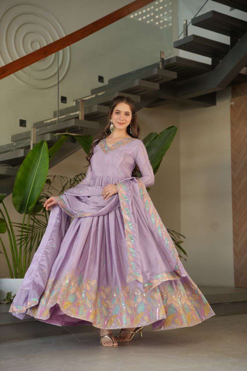 Graceful Chinnon Embroidered Gown â€“ Stylish Indo-Western Look