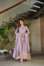 Graceful Chinnon Embroidered Gown â€“ Stylish Indo-Western Look