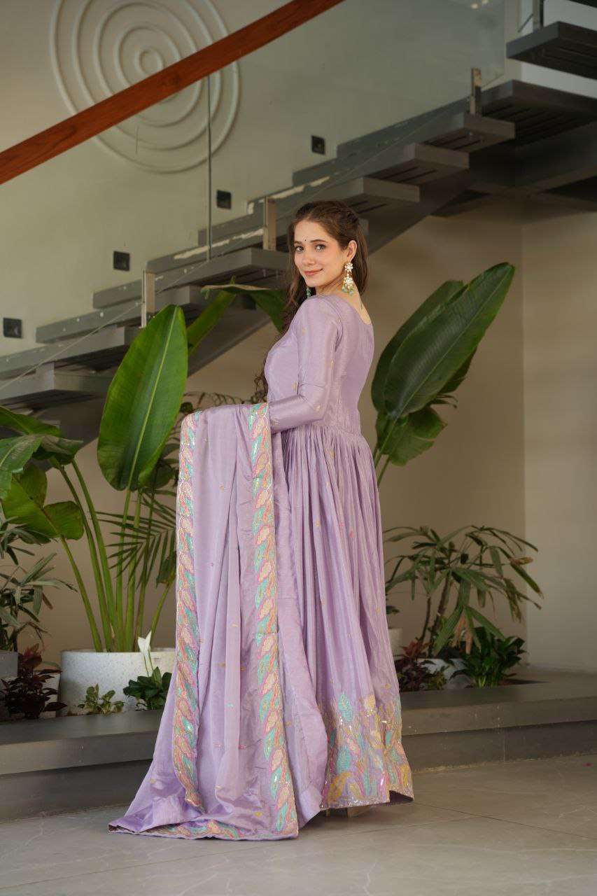 Graceful Chinnon Embroidered Gown â€“ Stylish Indo-Western Look