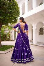 Purple Bandhej Chanderi Lehenga – Graceful Festive & Wedding Wear