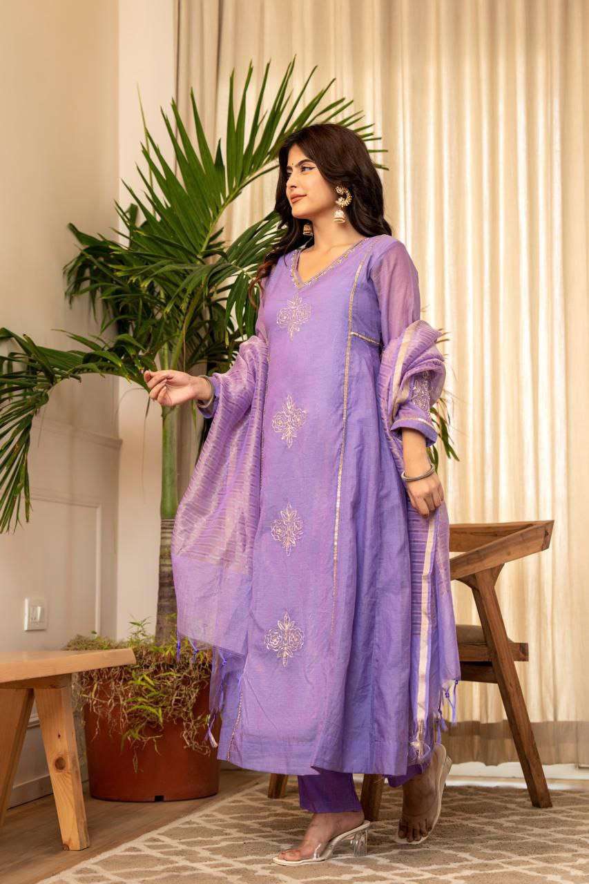 Soft Lavender Chanderi Suit Set – Elegant Party & Celebration Wear