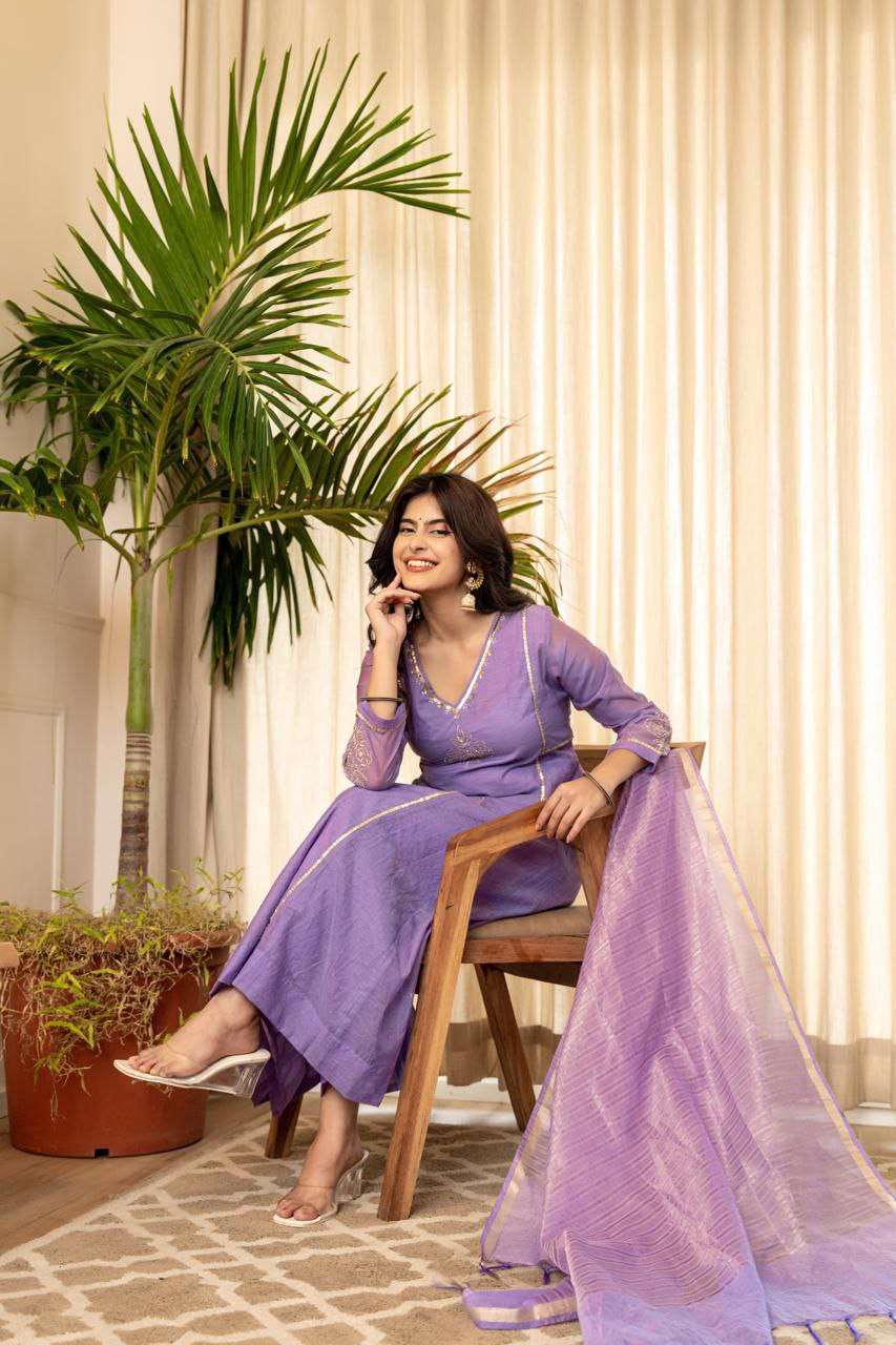 Soft Lavender Chanderi Suit Set – Elegant Party & Celebration Wear