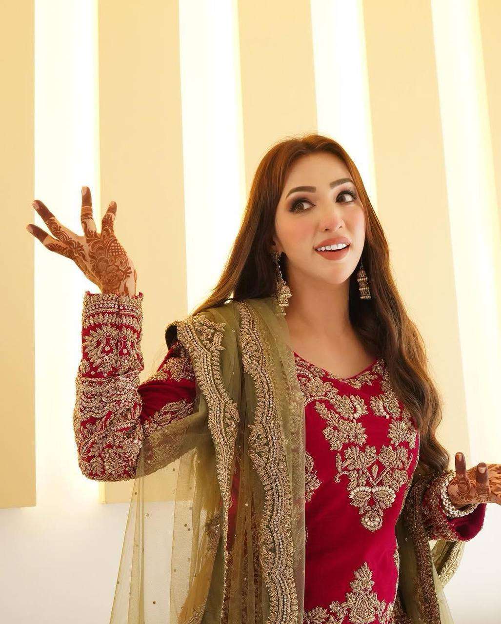 Red Designer Party Wear Top-Palazzo Set with Dupatta - Heavy Embroidery Work