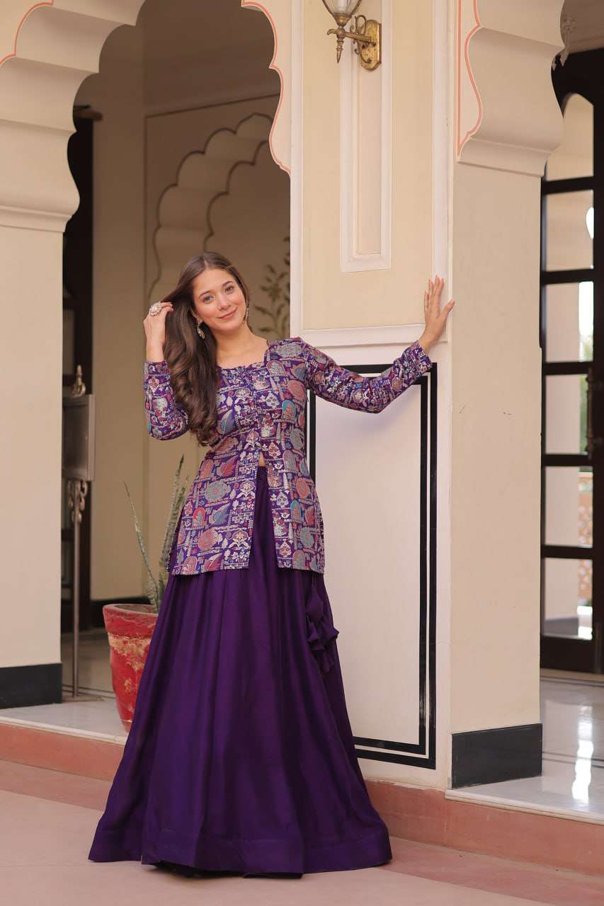 Graceful Partywear – Pure Simmer Vichitra Lehenga Set