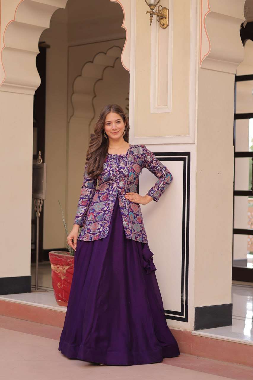 Graceful Partywear – Pure Simmer Vichitra Lehenga Set