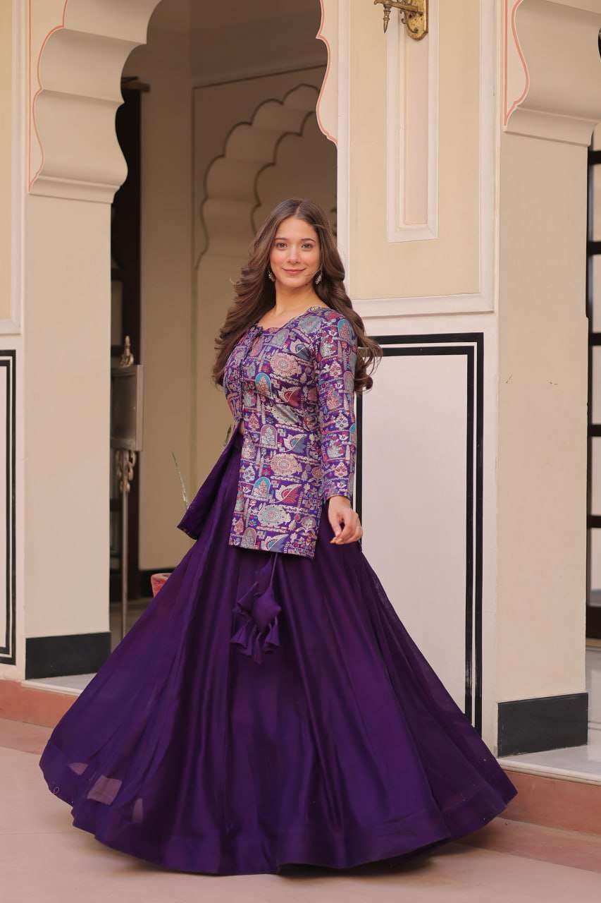 Graceful Partywear – Pure Simmer Vichitra Lehenga Set