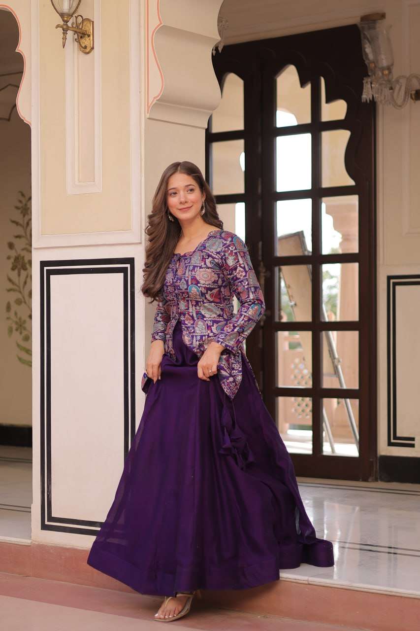 Graceful Partywear – Pure Simmer Vichitra Lehenga Set