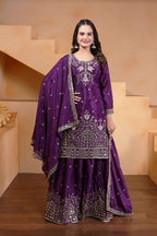 Glamorous Purple Sharara Suit - Premium Party Wear with Full Sequin Detailing