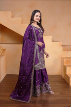 Glamorous Purple Sharara Suit - Premium Party Wear with Full Sequin Detailing