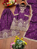 Glamorous Purple Sharara Suit - Premium Party Wear with Full Sequin Detailing