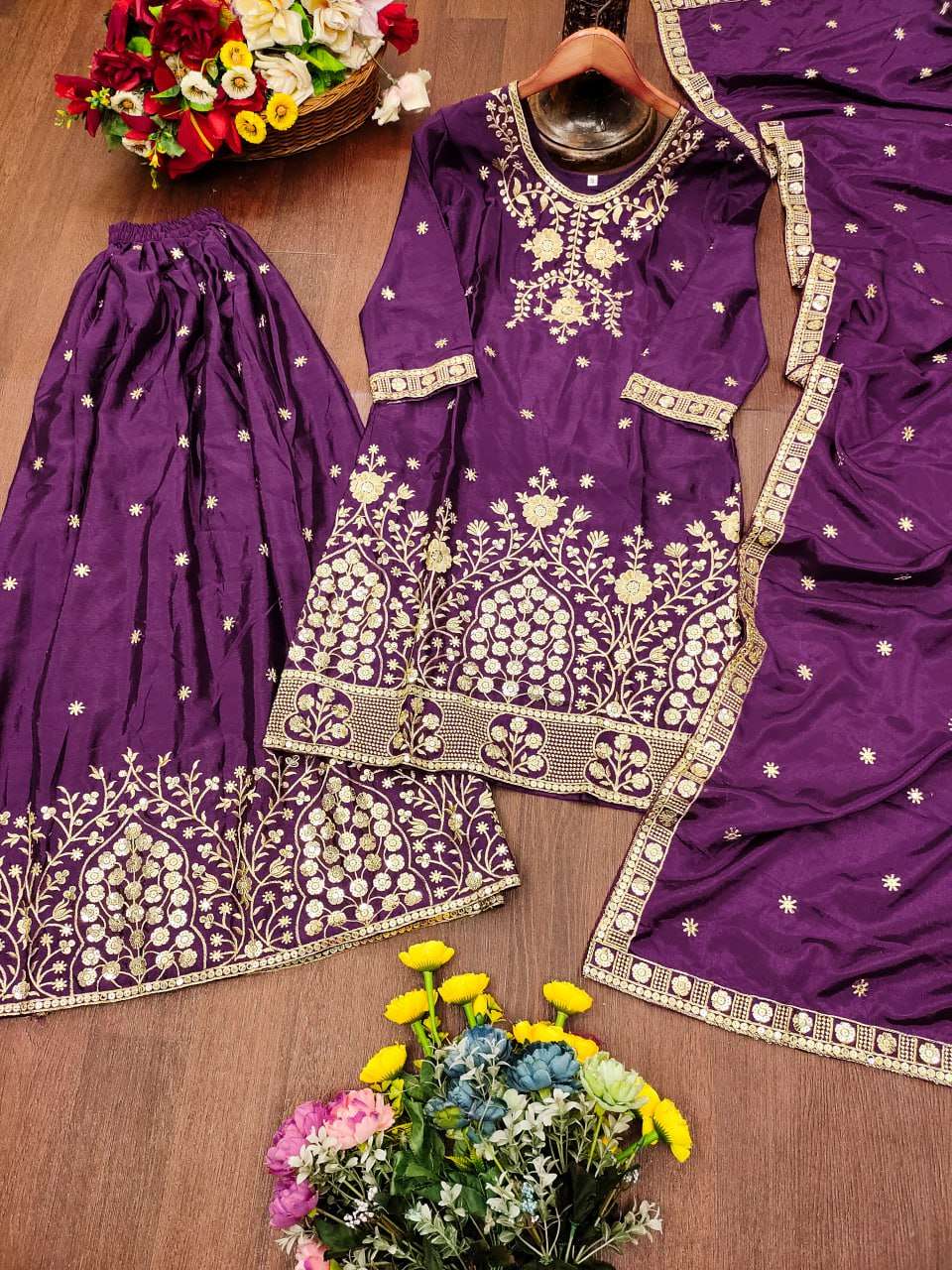 Glamorous Purple Sharara Suit - Premium Party Wear with Full Sequin Detailing