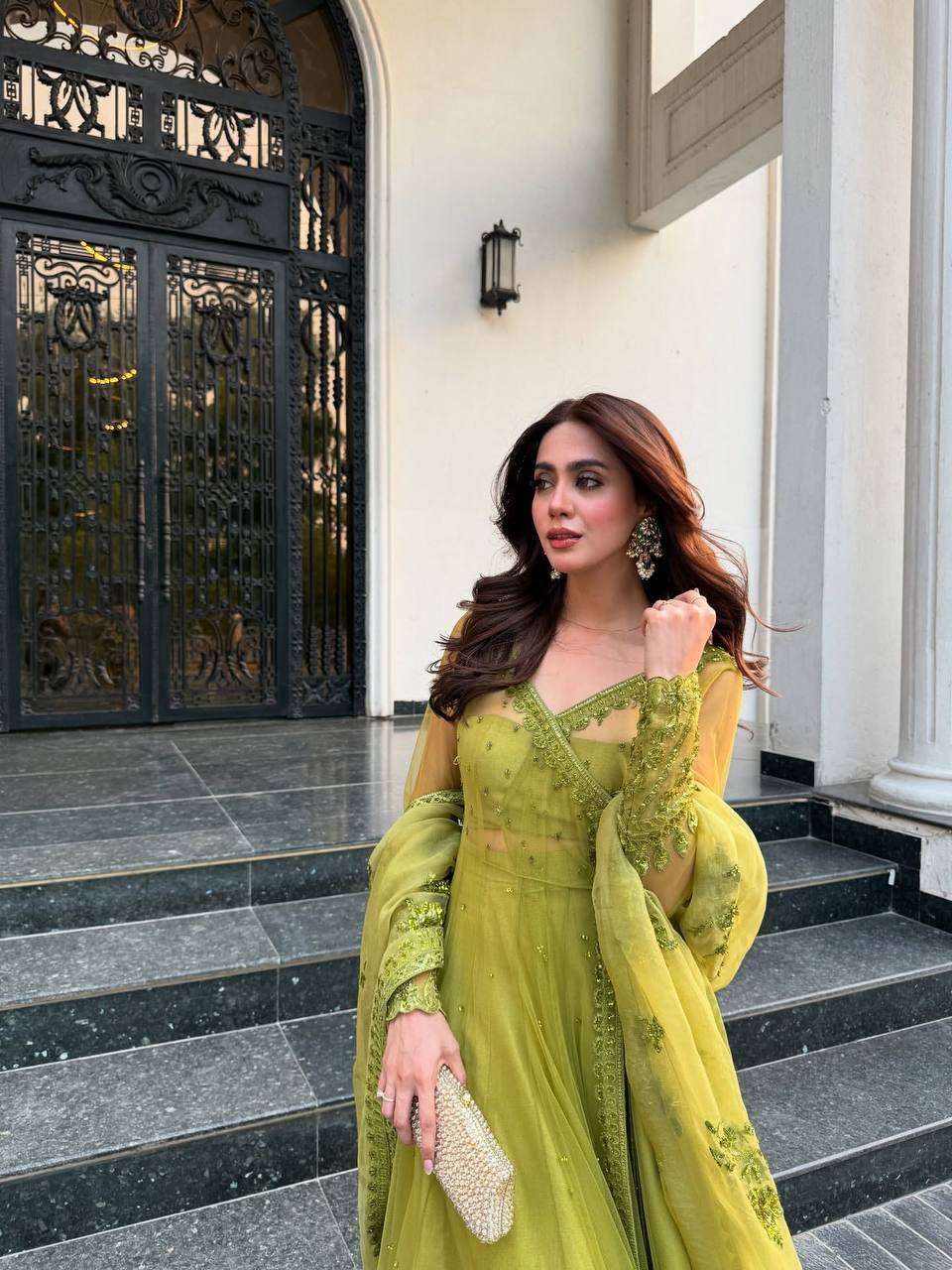 Kediya Style Shrug Set in Butterfly Net & Sequins
